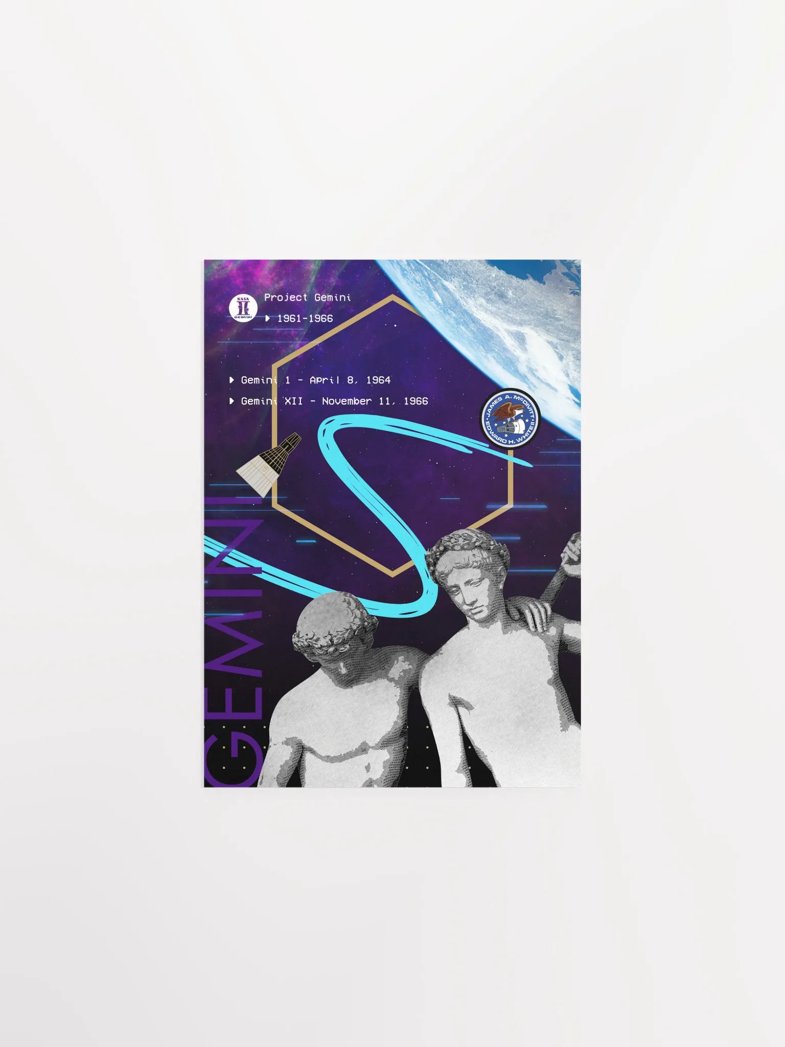 NASA Project Gemini (1961–1966) [synthwave/vaporwave/retrowave] — space poster, retrowave poster, neon poster, aesthetic poster product image (7)