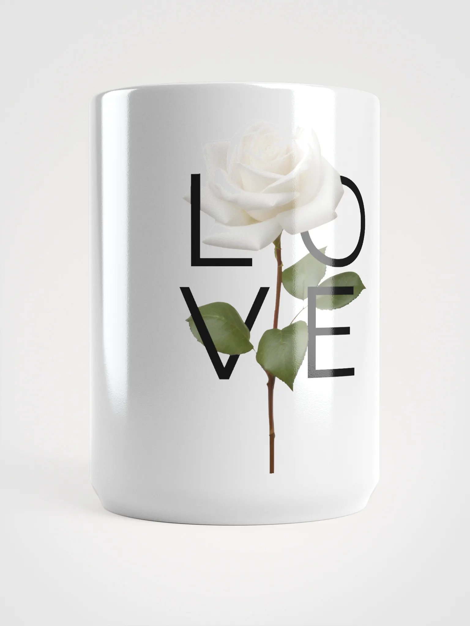 'Love' White Rose White Glossy Mug product image (1)