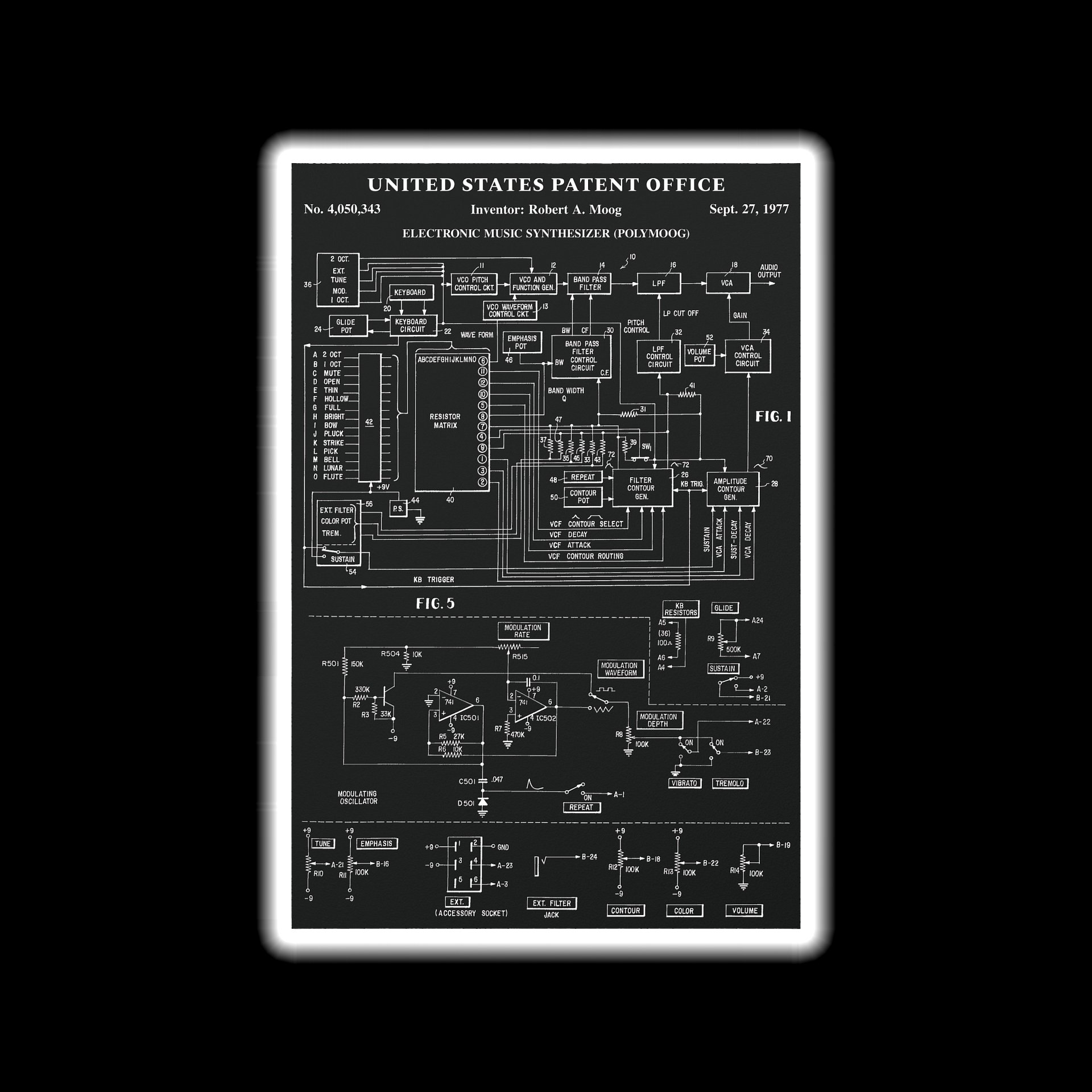 Polymoog Wall Art Poster - Moog Synth Patent 1977 (Vintage Analog Synthesizer) product image (2)