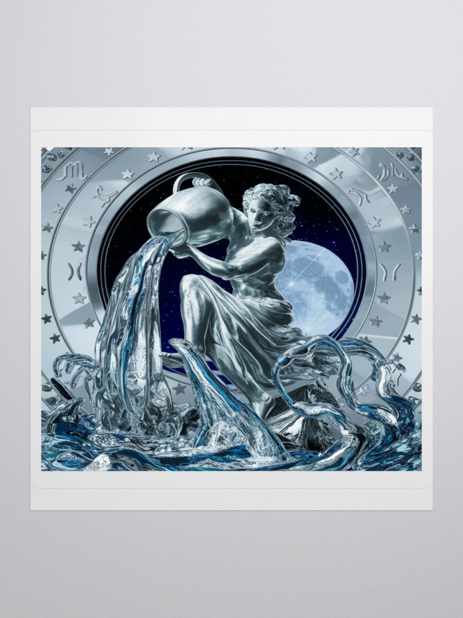 Aquarius Celestial Water-Bearer Vinyl Sticker - Exclusive Zodiac Art product image (2)