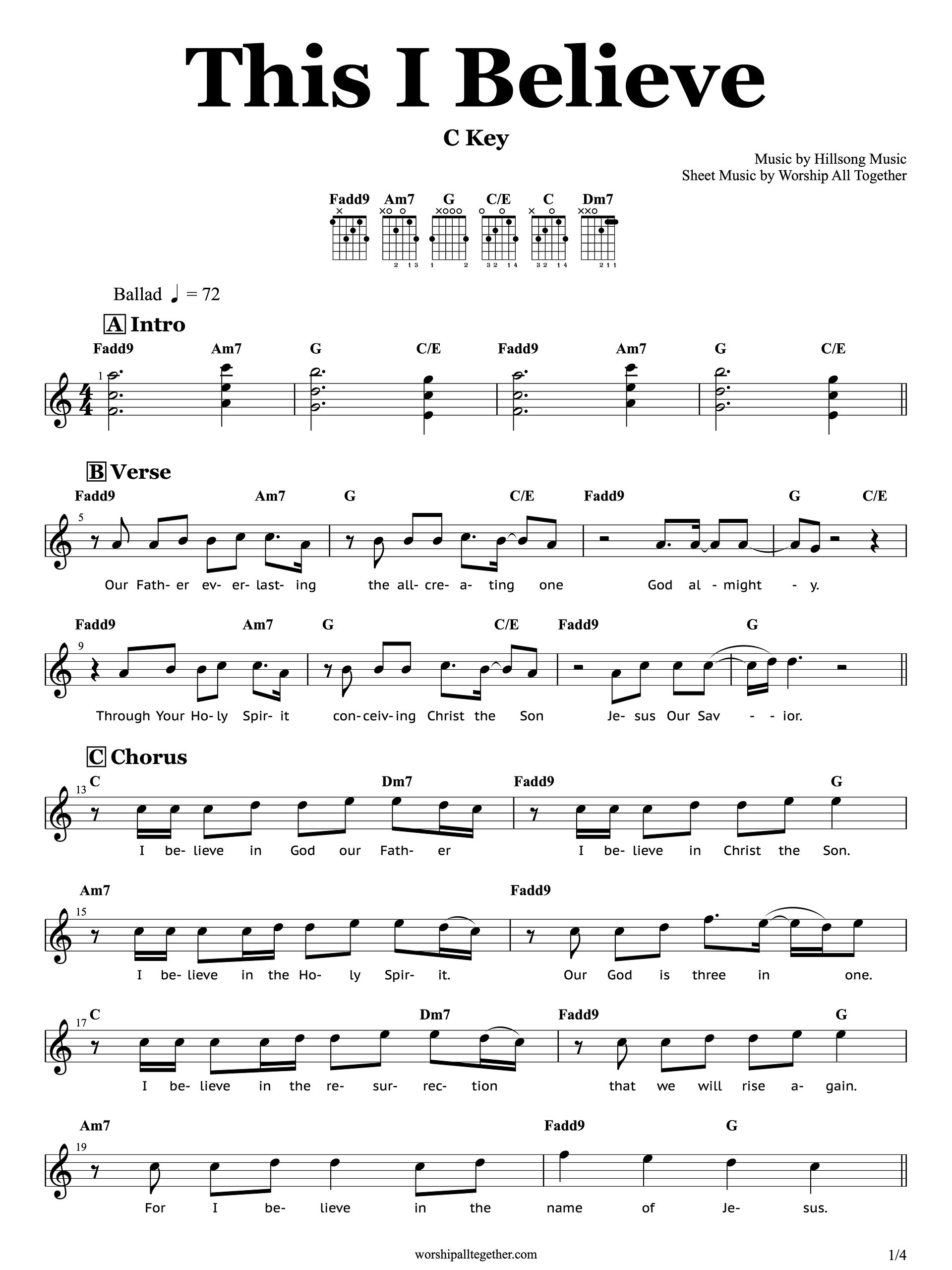 This I Believe - Hillsong Worship | Sheet Music, Chord, Lyrics product image (1)