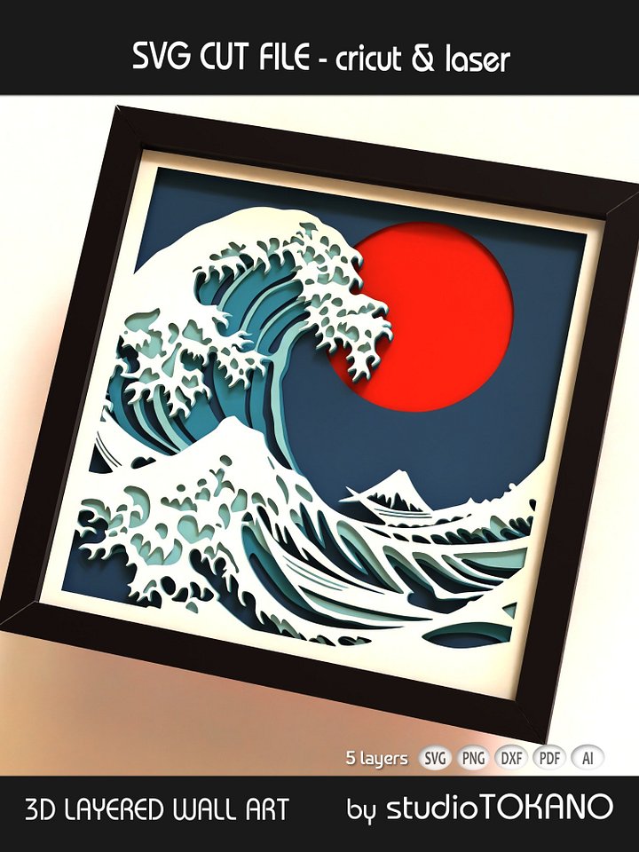 Great Wave Shadow box SVG product image (2)