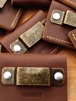 MEEBOY Handmade Leather Tool Holder Large Horizontal Tape Measure Bag Securely Holds Measuring Tools & Glasses 