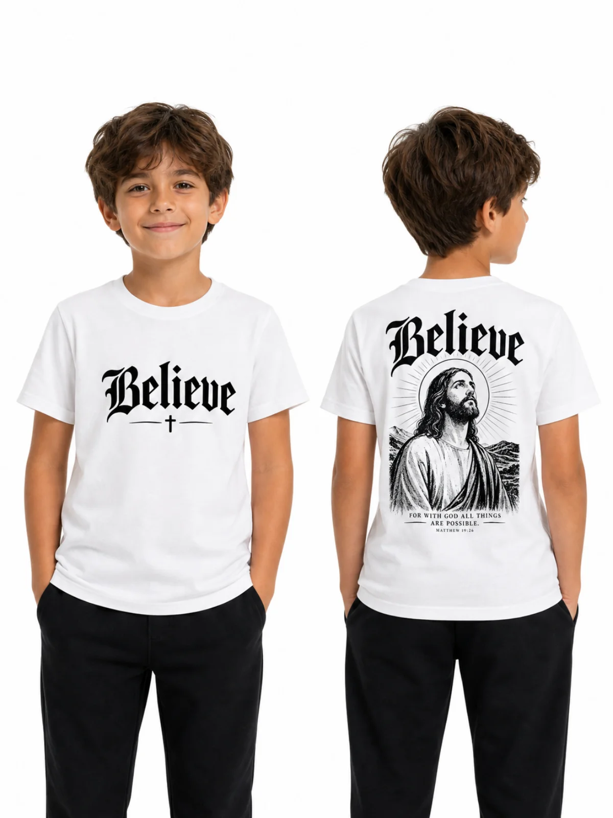 Believe Youth T-Shirt – Matthew 19:26 product image (5)