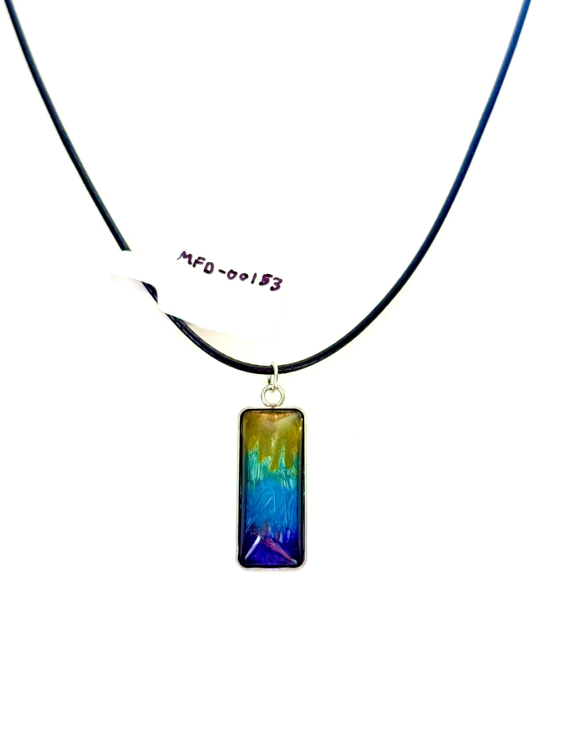 MFD-00153 | Electric Tide Pendant Necklace | Yellow, Blue & Purple Gradient | Rectangle Cabochon | Monique Faella Designs™ product image (4)