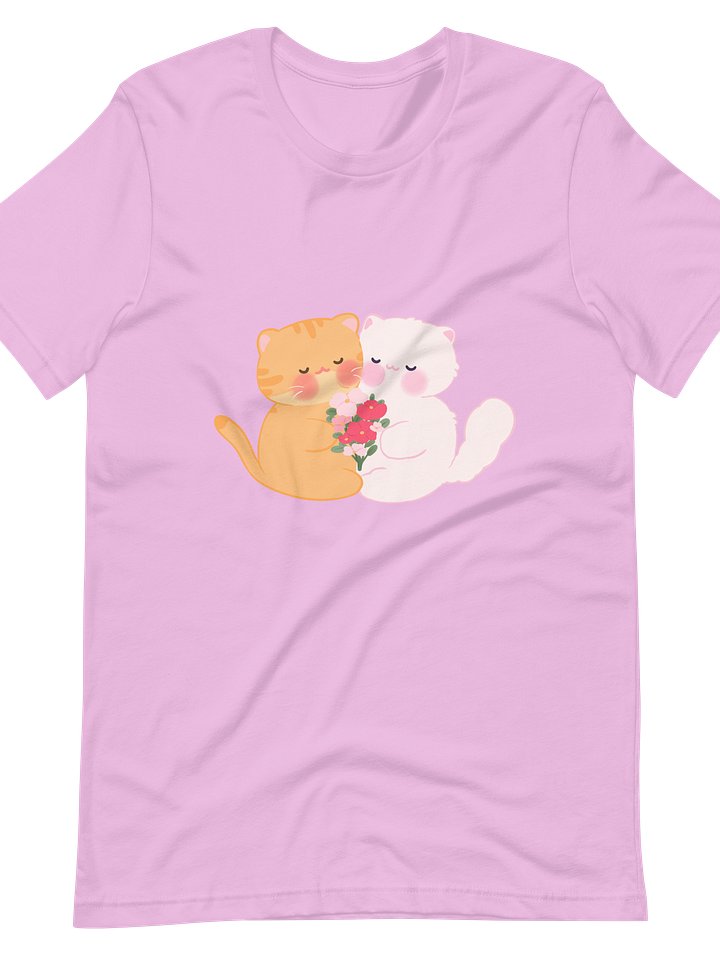 Cat Duo with Flower Bouquet Soft Cotton Unisex T-shirt product image (1)