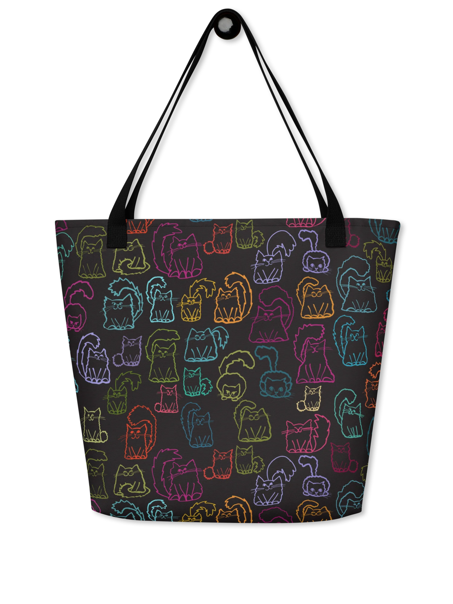 Sooo Many Cute Kitties Large Black Tote Bag product image (1)