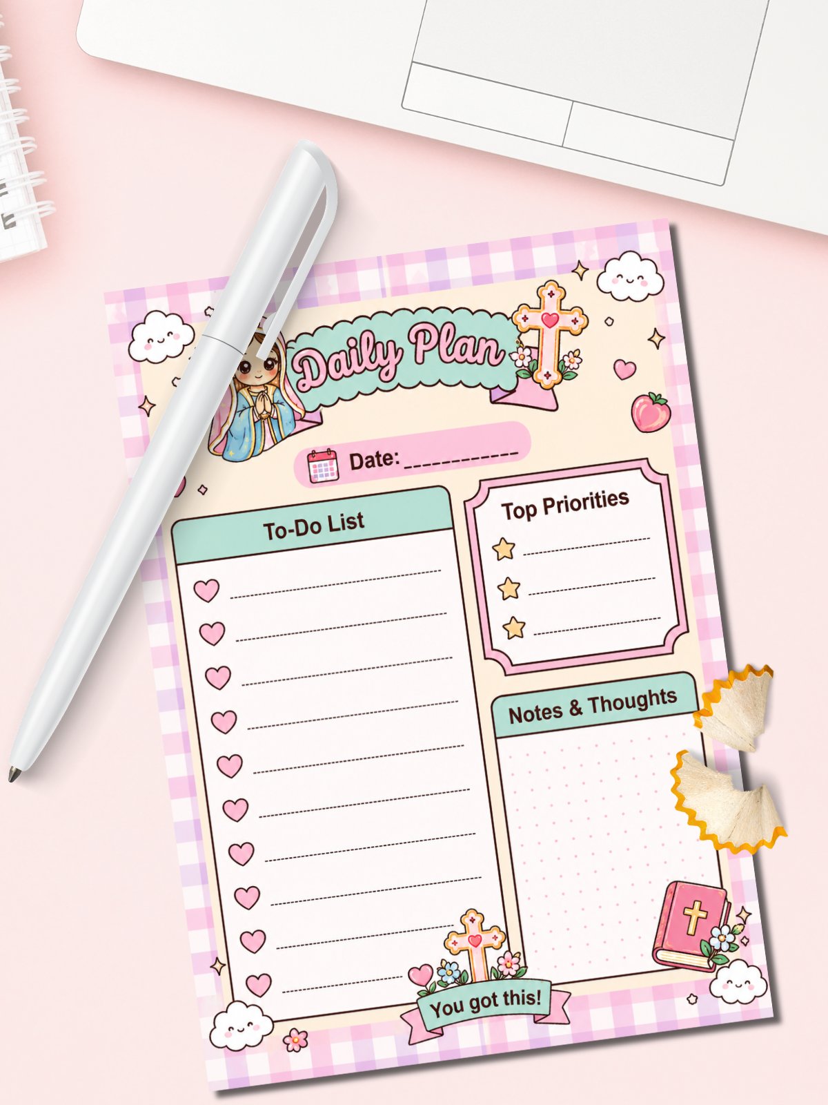 Kawaii Daily Planner Printable | Coquette To-Do list product image (1)