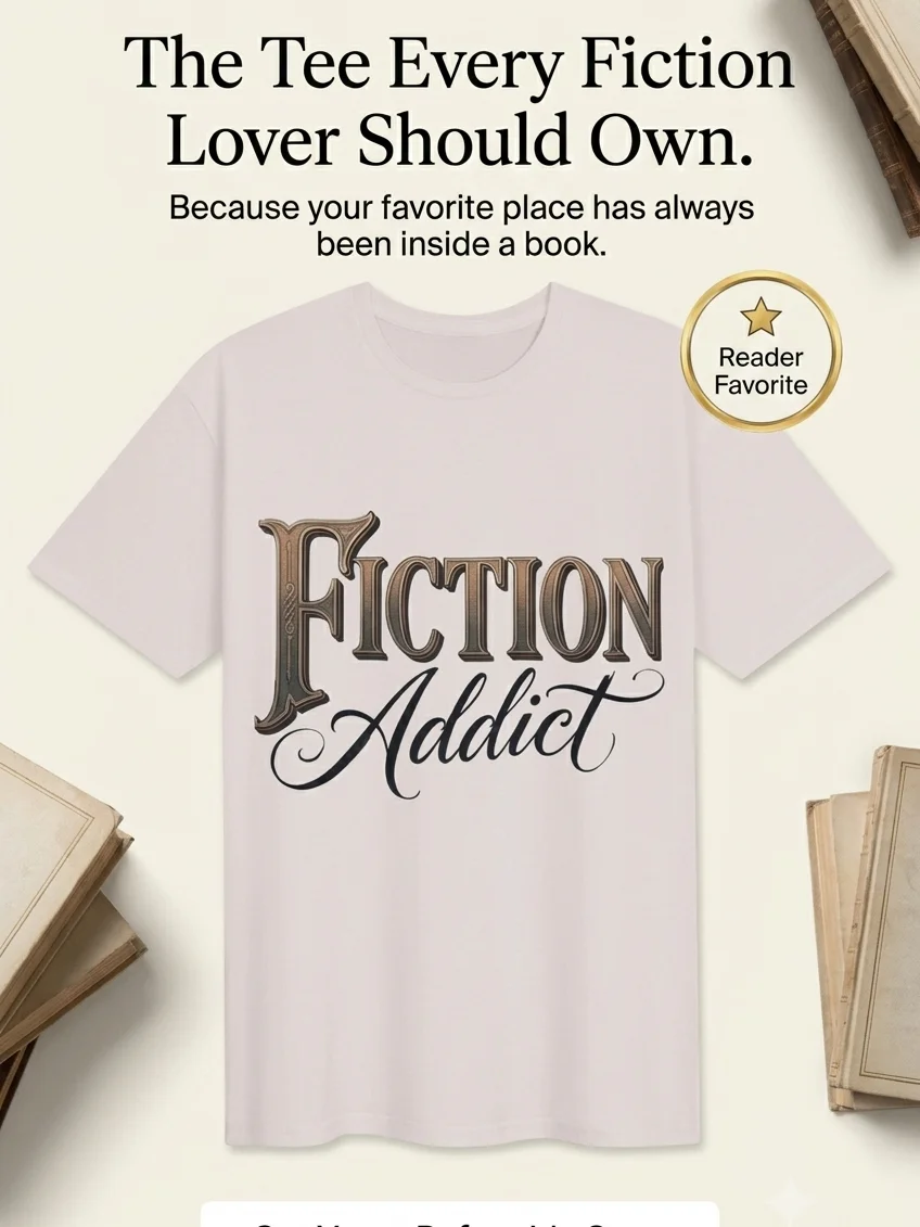 Fiction Addict Luxury Bookish Tee – Dark Academia & Fantasy Reader T-Shirt product image (5)