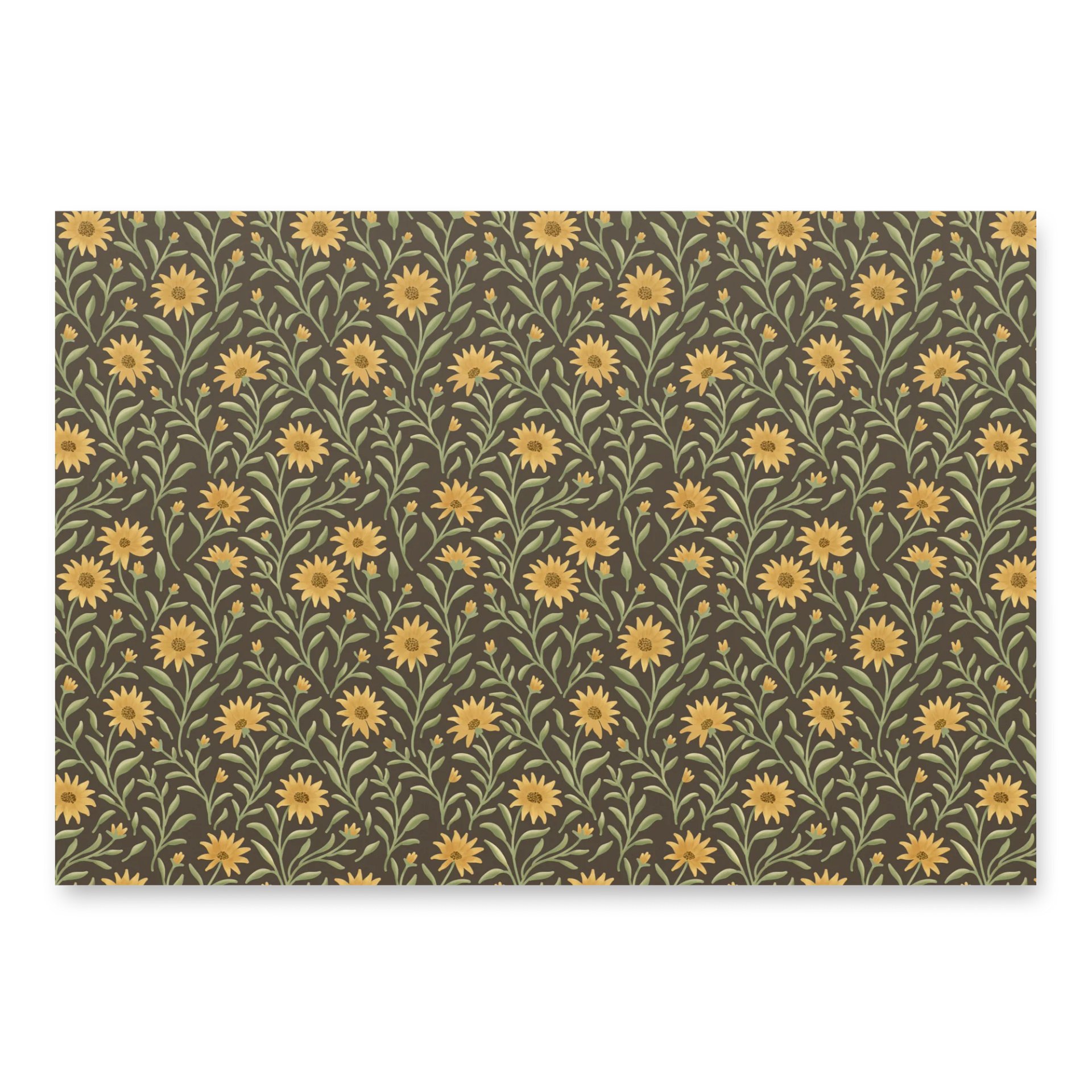 Golden field floral wrapping paper. Elegant botanical gift wrap with dark and light background product image (2)