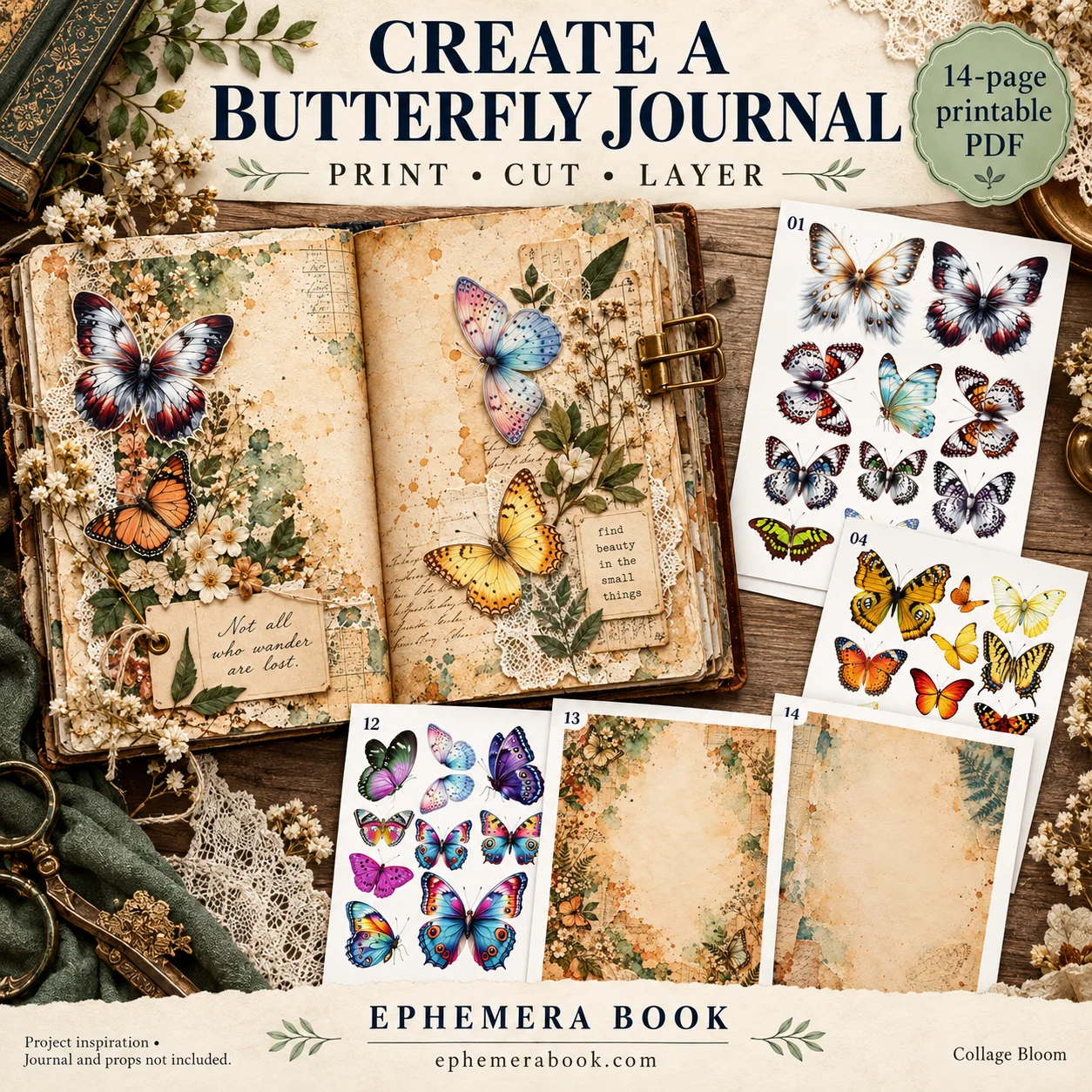 Butterfly Ephemera Printable PDF | 14 Pages | Ephemera Book product image (4)