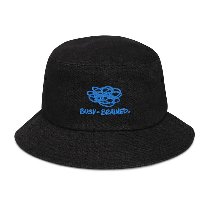 BUSY-BRAINED (teal) embroidered denim bucket hat product image (1)