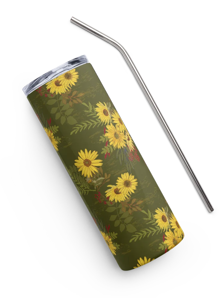 Helianthus Sunflower 20-ounce Stainless Steel Tumbler with Straw - Green product image (3)