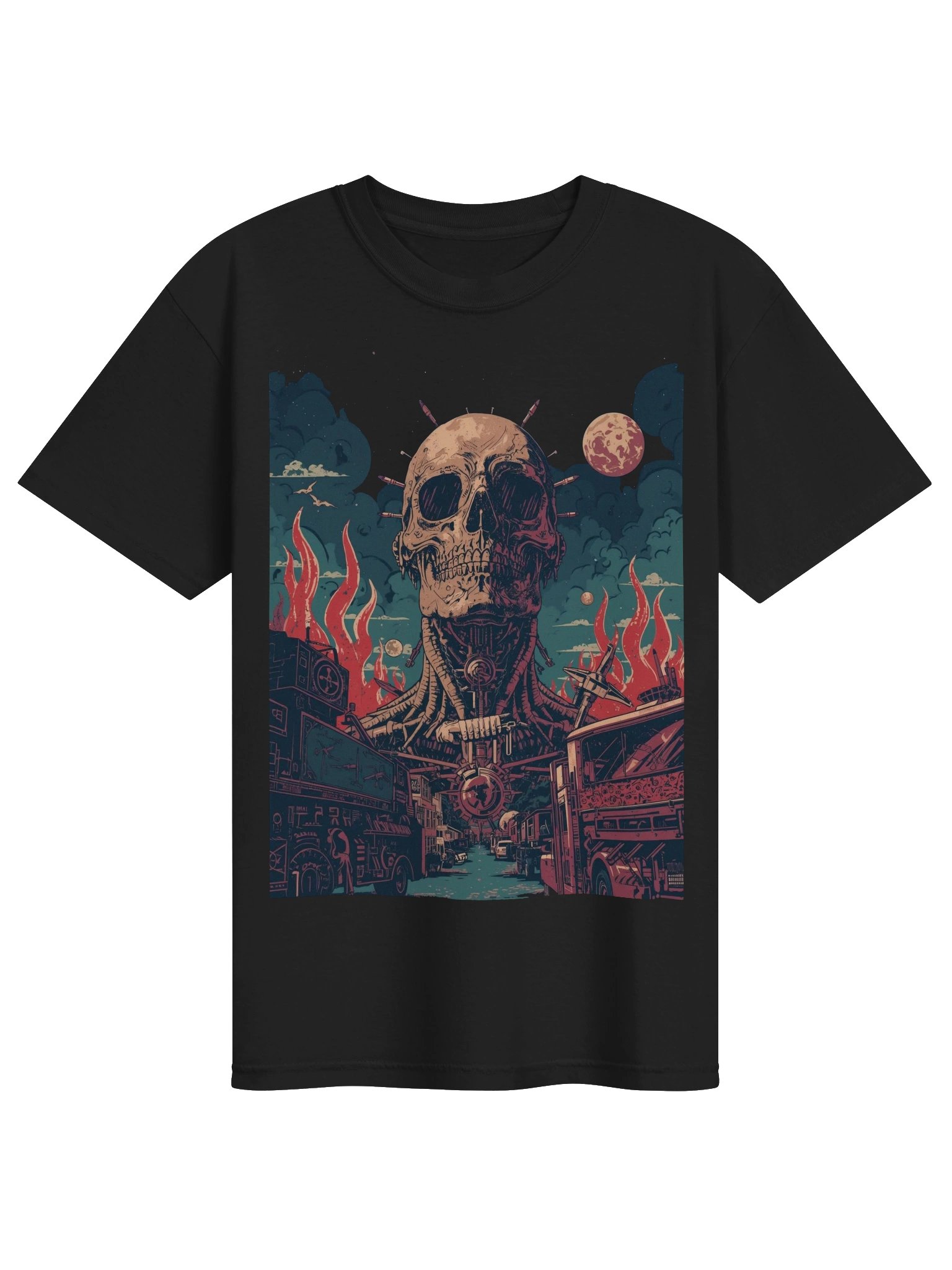 Retro Sci-Fi Skull City Heavyweight T-Shirt product image (1)