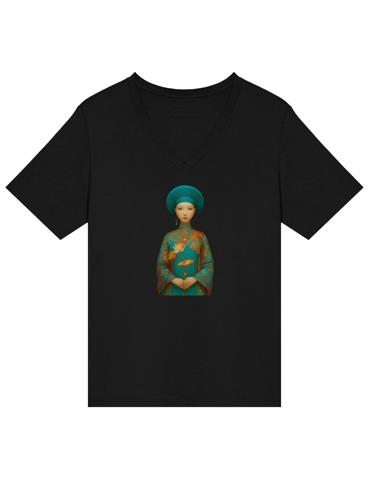 Teal Muse Portrait V-Neck Tee product image (3)
