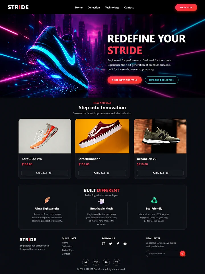 Stride – Premium Sneaker Landing Page Template product image (1)