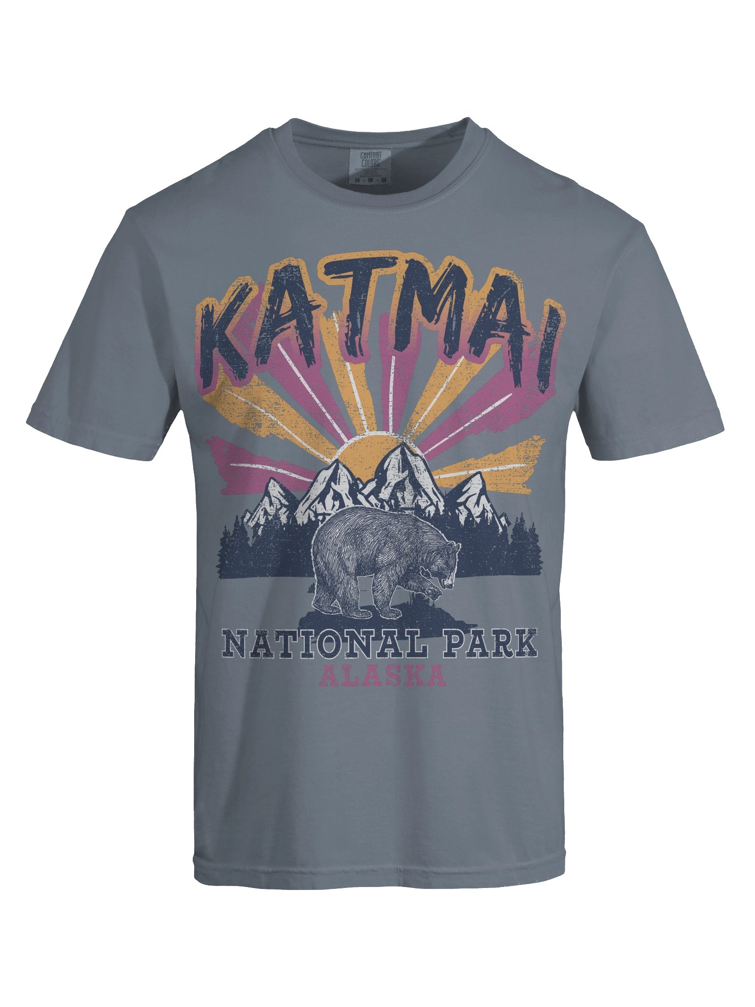 Katmai National Park Alaska Shirt – Vintage Bear Mountain Retro Sunset Travel Tee product image (8)