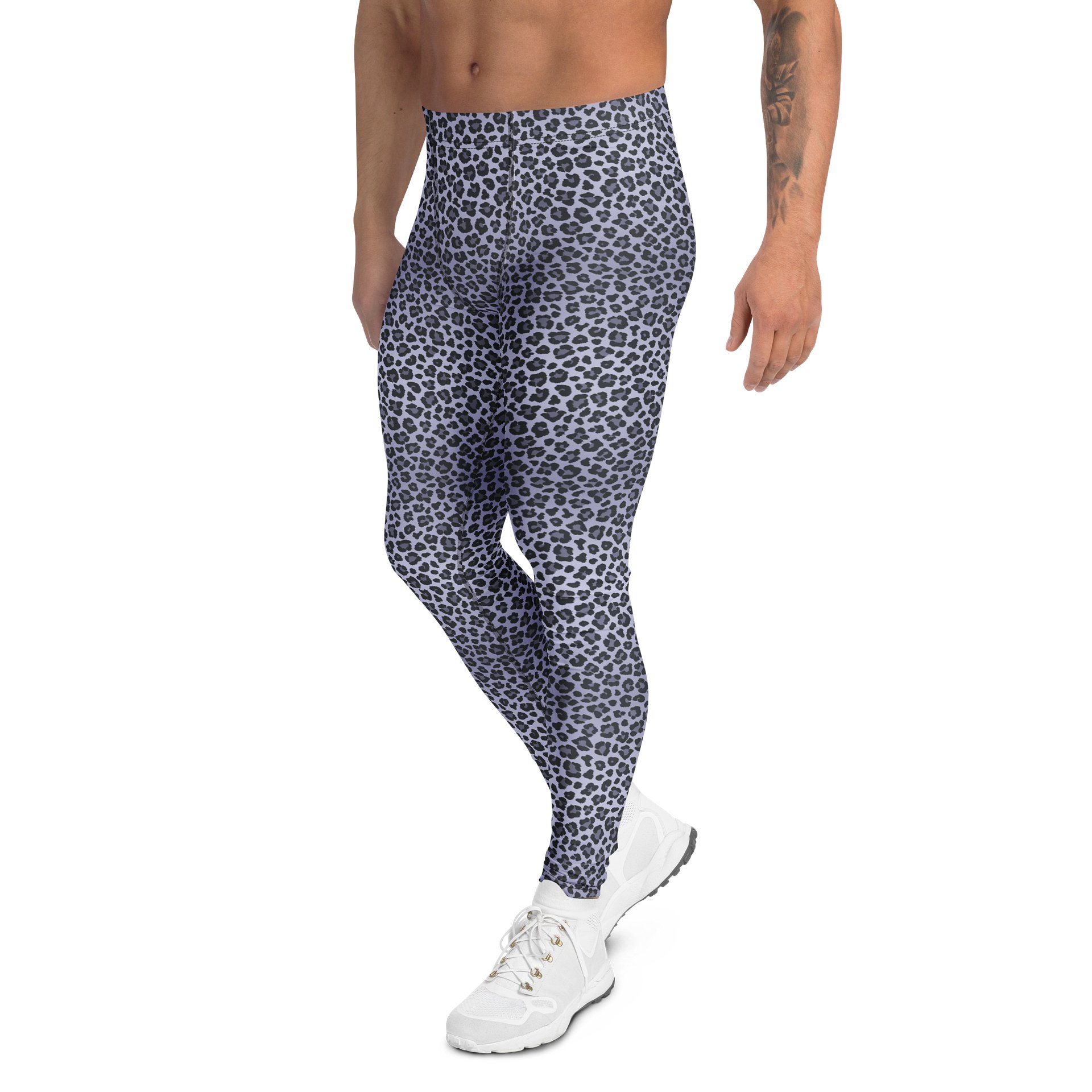 Bold Dark Gray Leopard Pattern Men's Leggings product image (4)