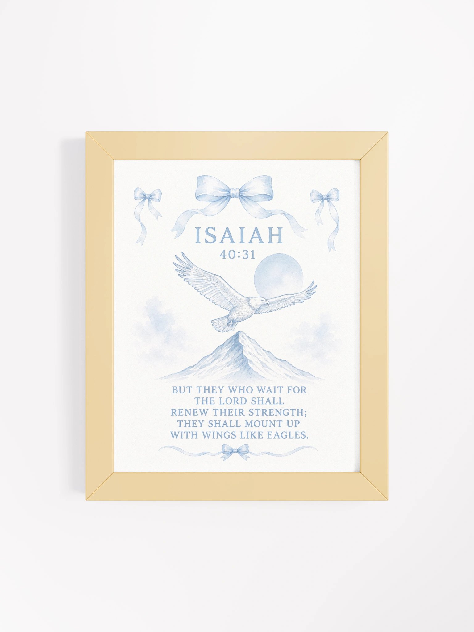 But They Who Wait For The Lord Shall Renew Their Strength Isaiah 40:31 | Blue Coquette Framed Christian Wall Art product image (4)