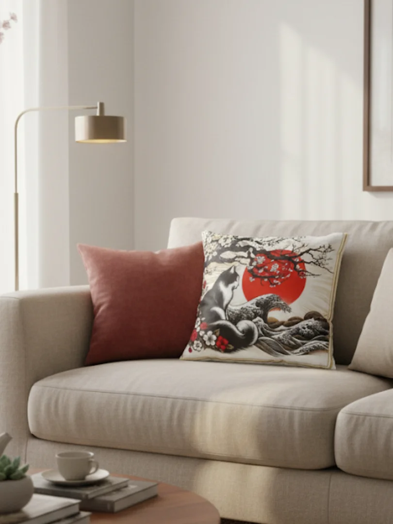 Cherry Blossom Cat Pillow product image (2)
