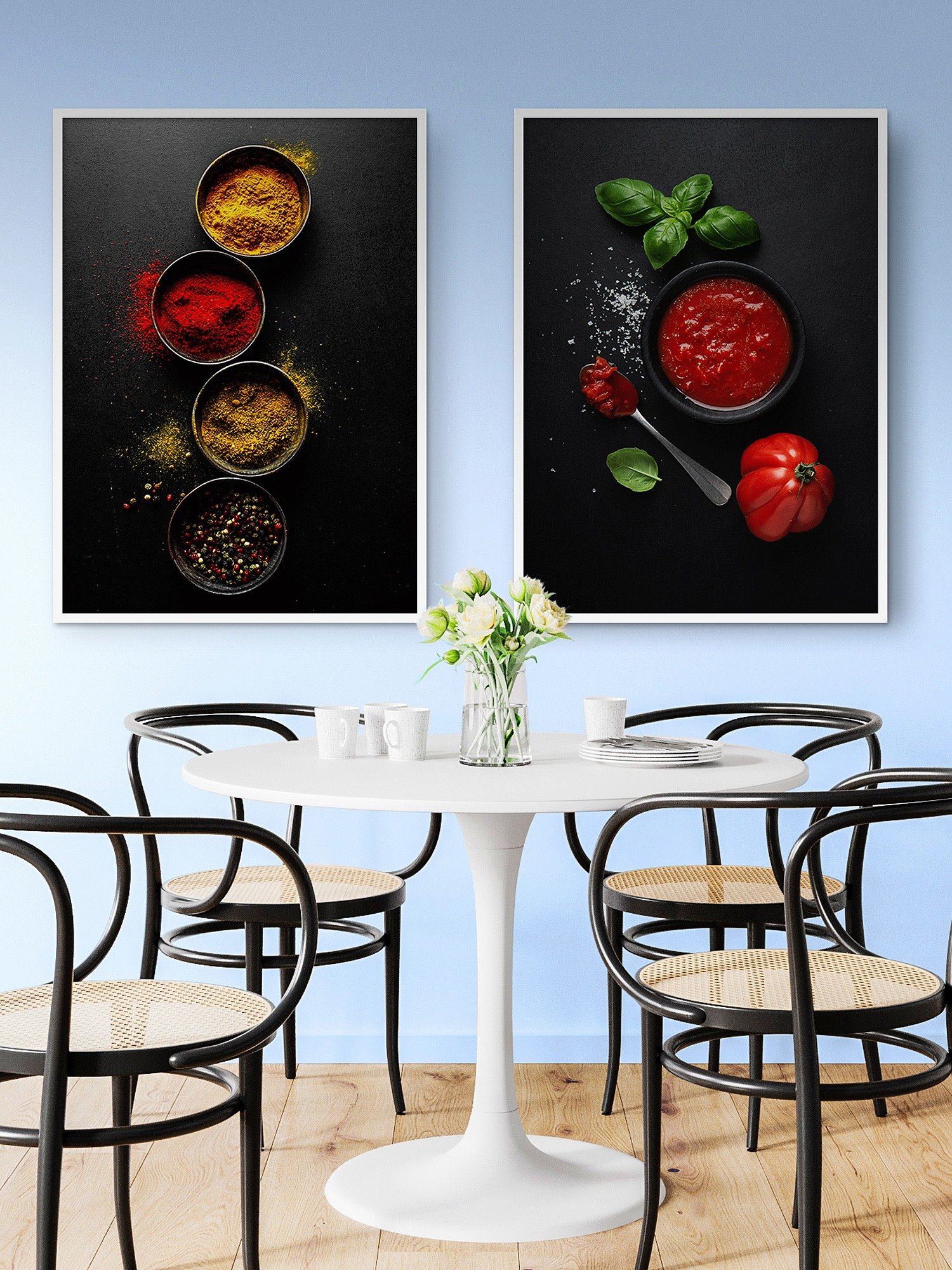 Tomato sauce & basil (Italian, Spanish cuisine,food) — Food kitchen poster/blackboard, kitchen wall art, aesthetic poster, minimalist poster product image (2)