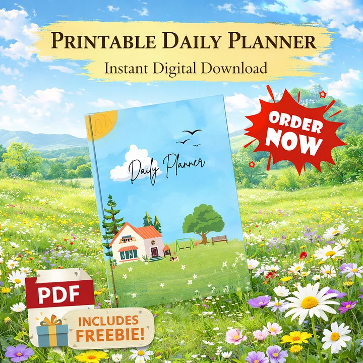 Printable Daily Planner | Floral-Inspired | Blooming Productivity | Instant Digital Download for Effortless Organization + Freebies product image (1)