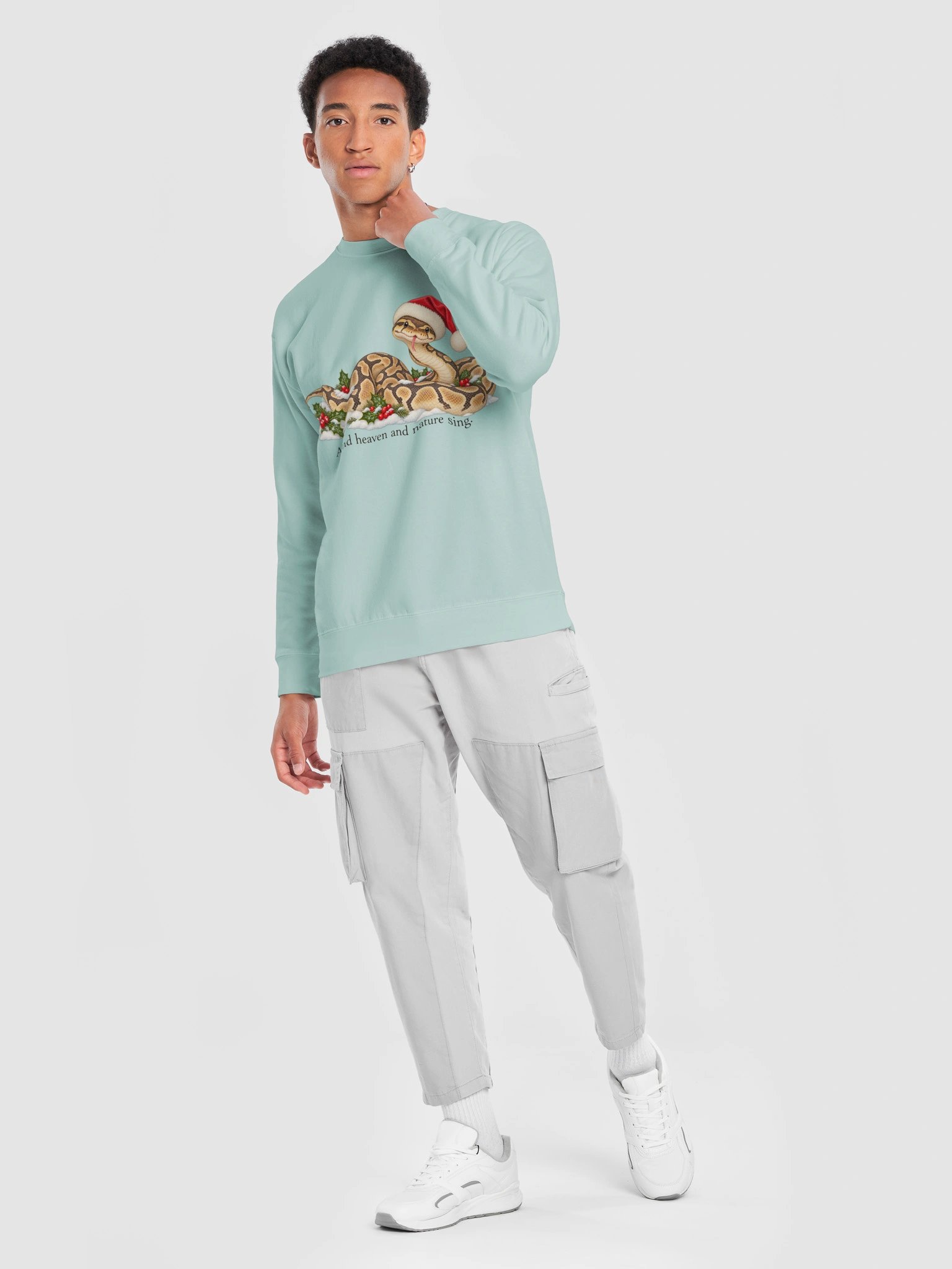 And Heaven and Nature Sing – Christmas Ball Python Sweatshirt product image (21)