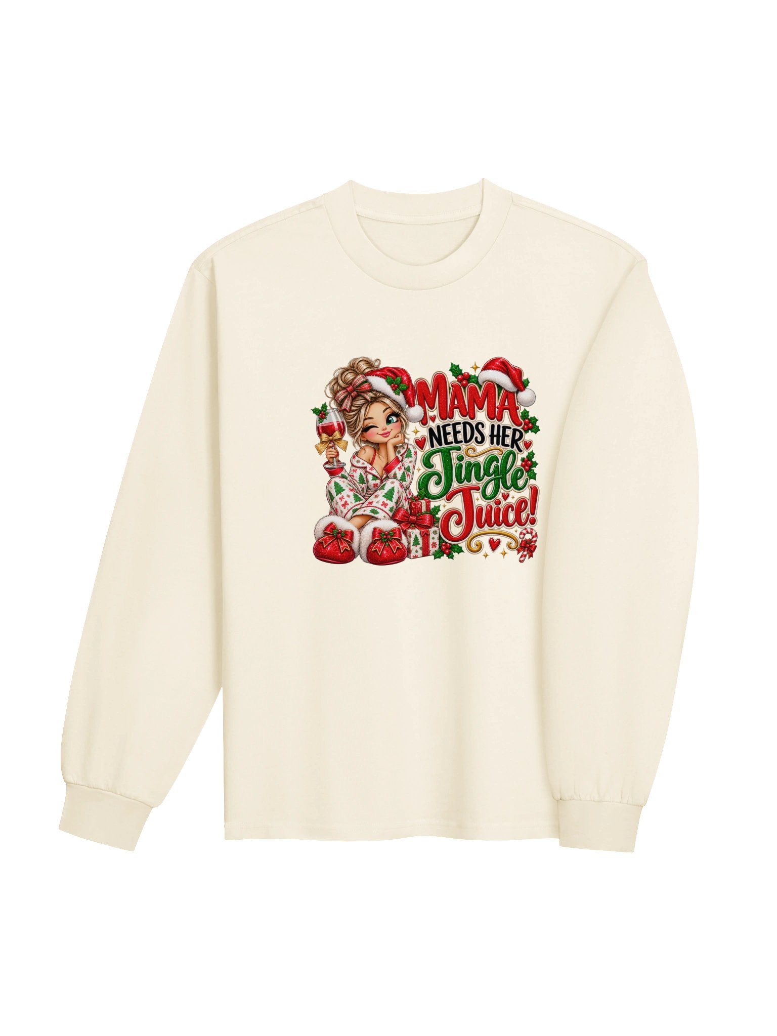 Mama Needs Her Jingle Juice – Christmas Long Sleeve Tee product image (4)