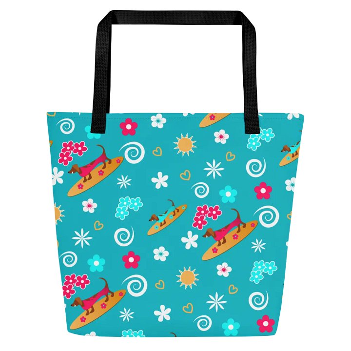 Surfing Dachshund Pattern All Over Print Tote product image (1)