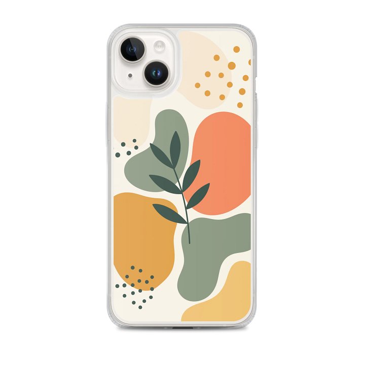 Smooth Contemporary Abstract Art Shapes in Coral, Mustard & Sage iPhone Clear Case product image (1)