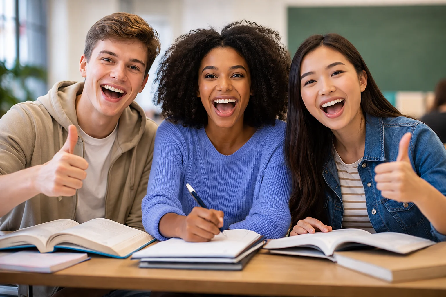 Learners studying French together
