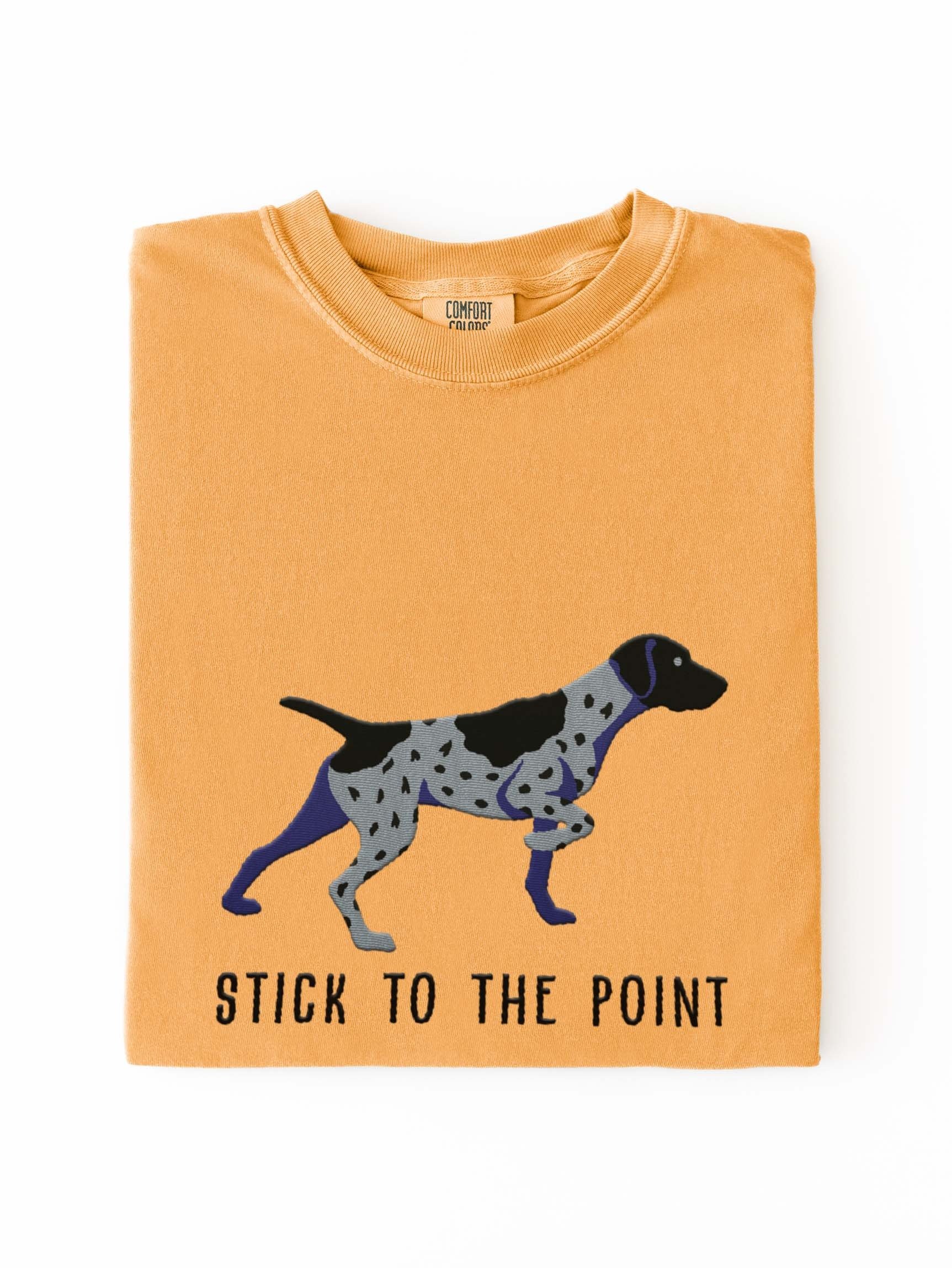 Stick to the Point T-Shirt(Embroidered) of a German Shorthaired Pointer(Black Roan) product image (2)