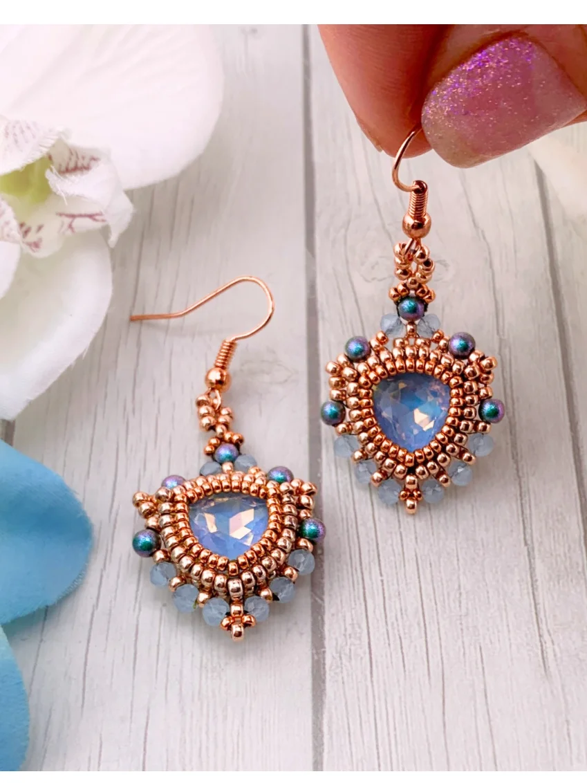Trillion Glow Crystal Earrings - Blue/Rose Gold product image (3)