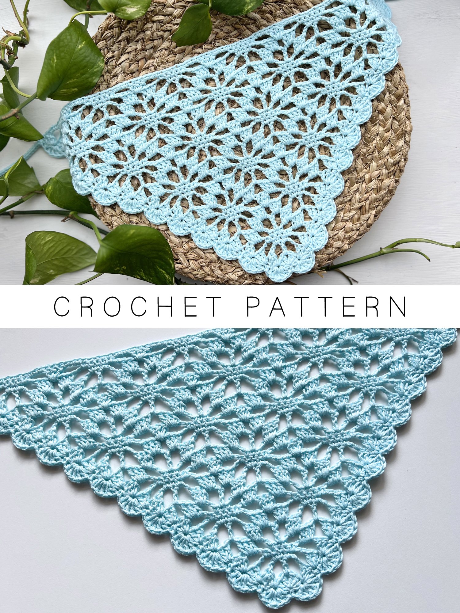 Crochet Pattern: Floral Diamond Bandana product image (1)
