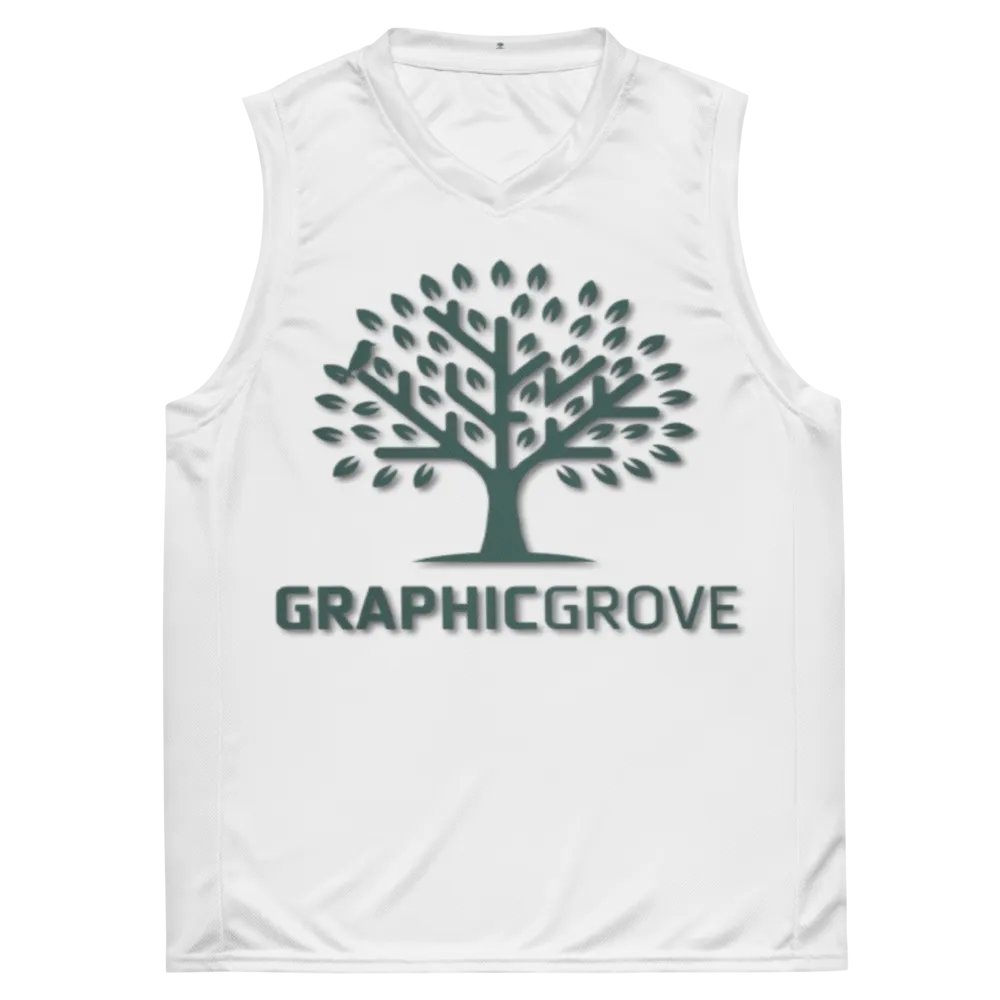 Graphic Grove Recycled Unisex Basketball Jersey - White with Tree Design product image (2)