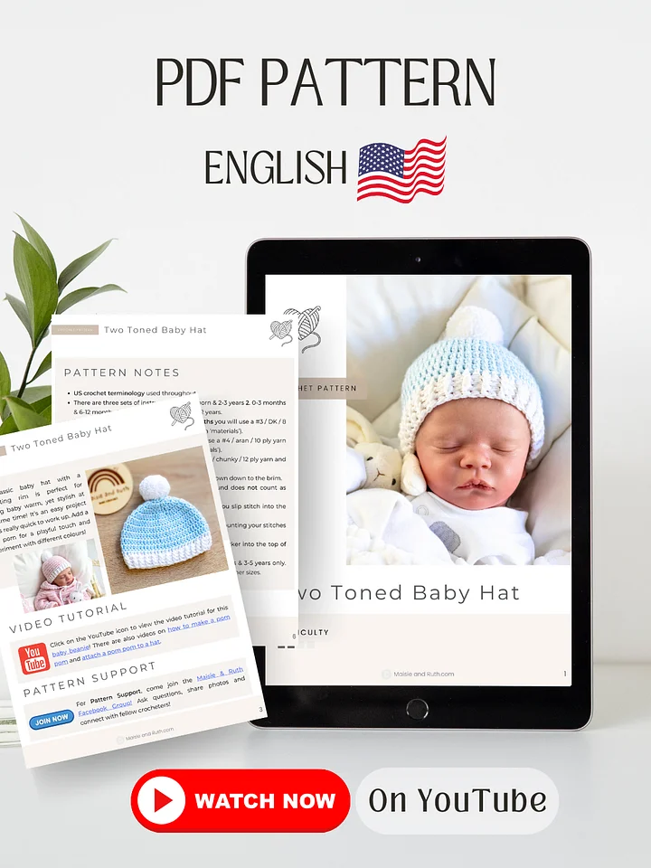Two Toned Baby Hat Crochet Pattern product image (2)