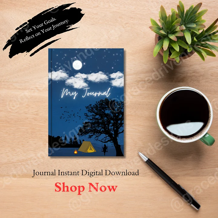Set of 2 Mountain Adventure Camp-Inspired Journal Designs | 12 Pages + 2 Cover Pages + Freebies | For Him & Her | Digital Download product image (1)