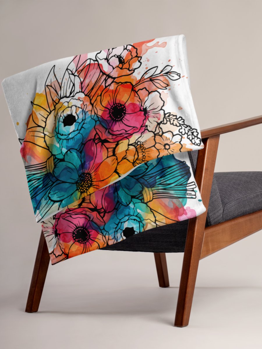 Ink Splatter Floral Bliss Throw Blanket product image (1)