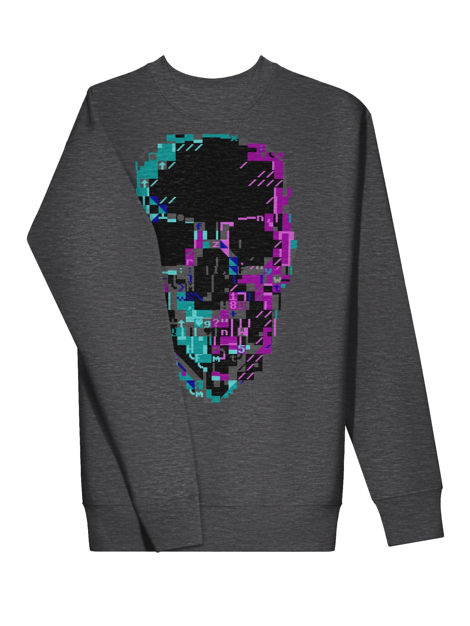 Cyberpunk ASCII Glitch Skull Sweater product image (3)