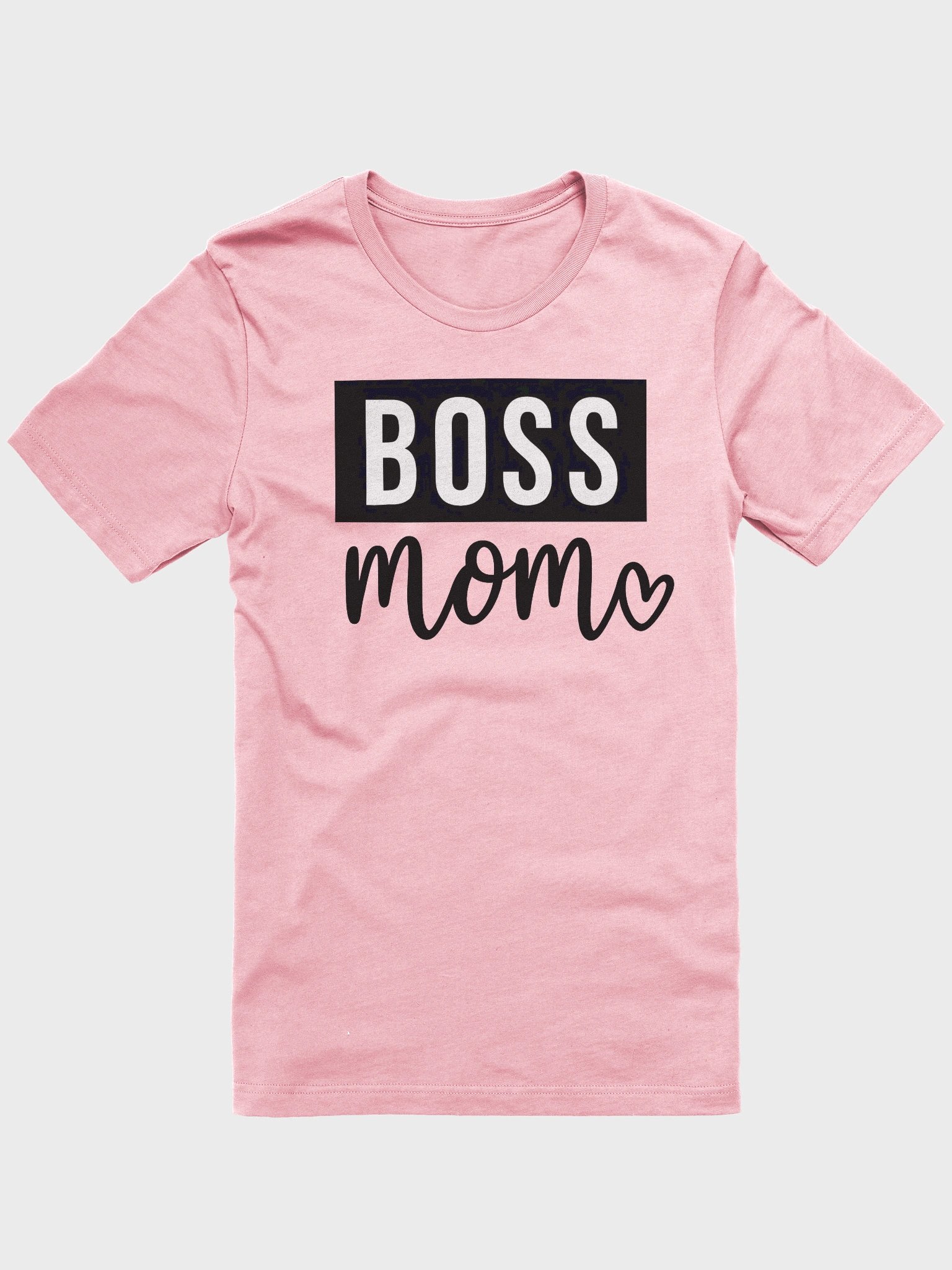 Boss Mom T-Shirt – Bold Monochrome Design with Heart Accent for Confident Moms product image (1)