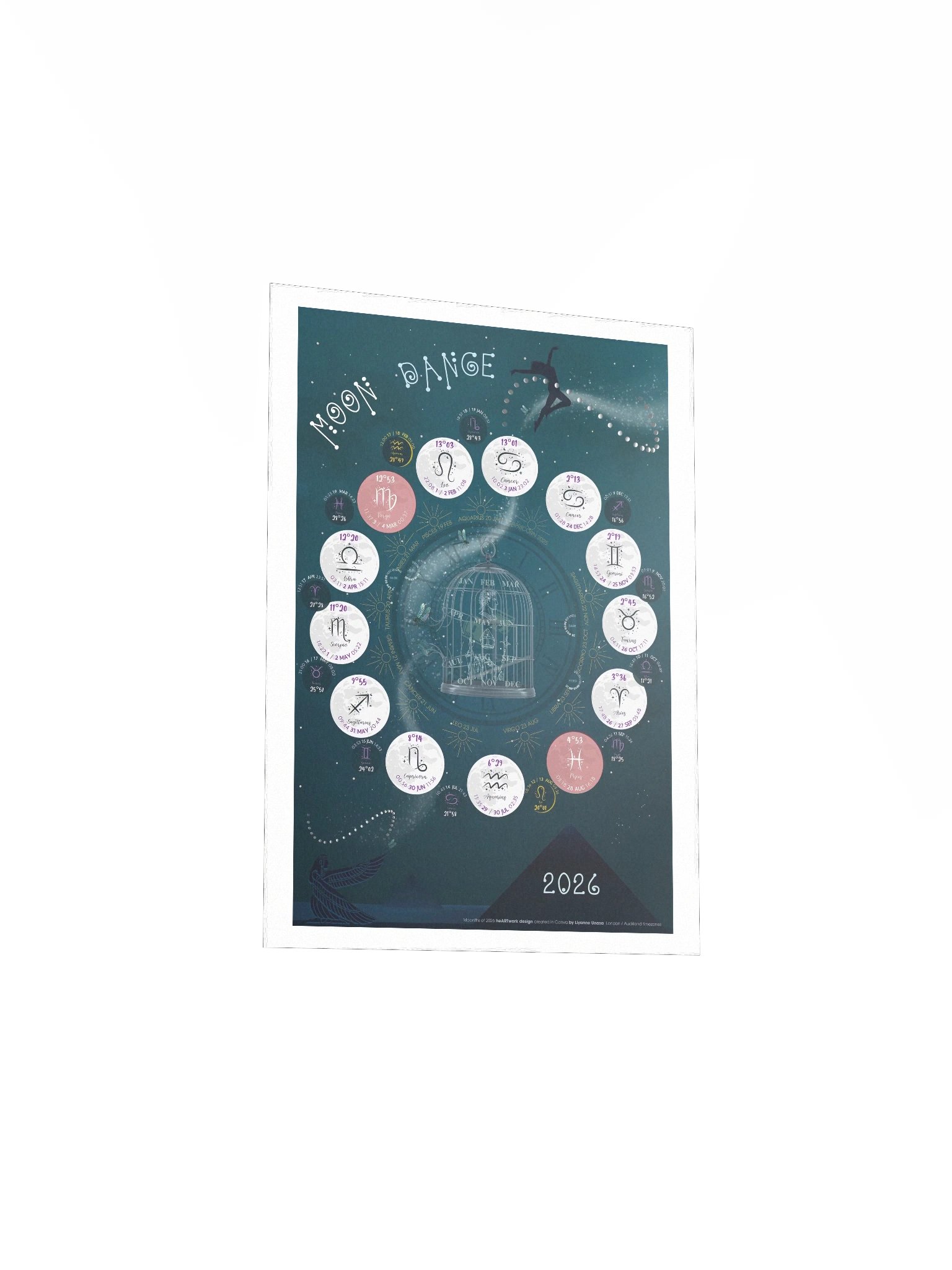 MOONTHS of 2026 Calendar-Poster I London - Auckland time product image (3)