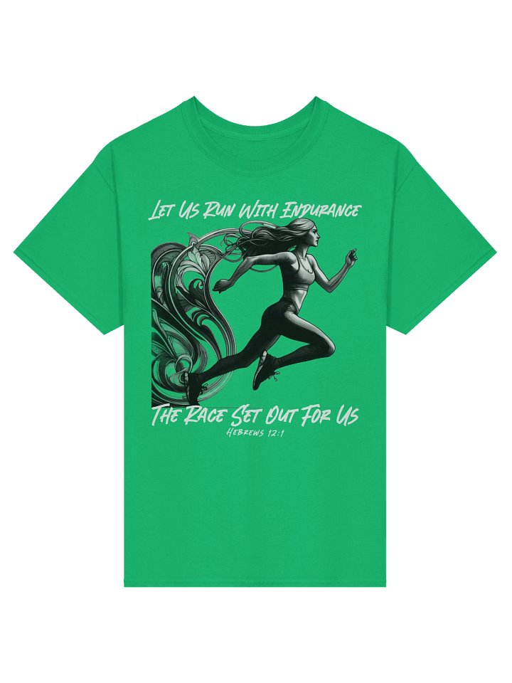 Run with Endurance T-Shirt – Hebrews 12:1 Bible Verse Ladies Running Christian Faith Tee product image (1)