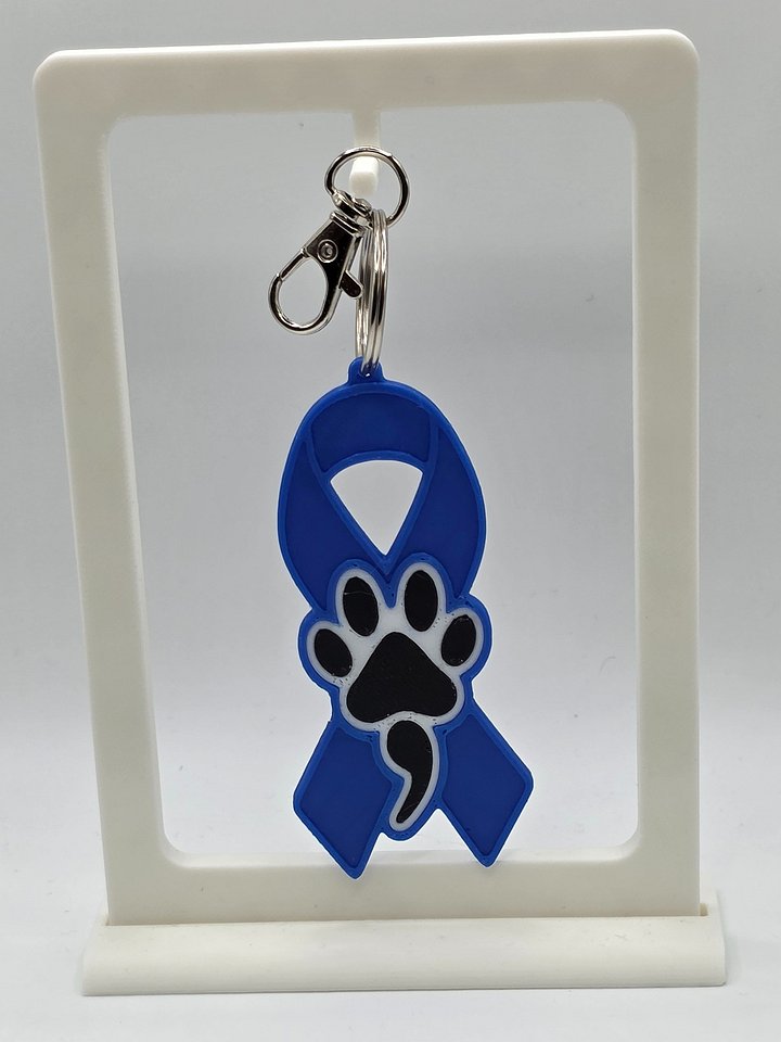 💙 Blue Awareness Ribbon Keychain | Dog Paw Semicolon product image (1)