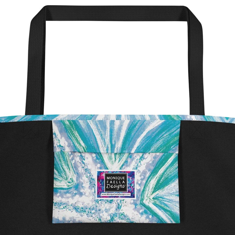 Bright Cyan Starfish Tote Bag | Ocean Pop on Crisp White | by Monique Faella Designs™ product image (2)