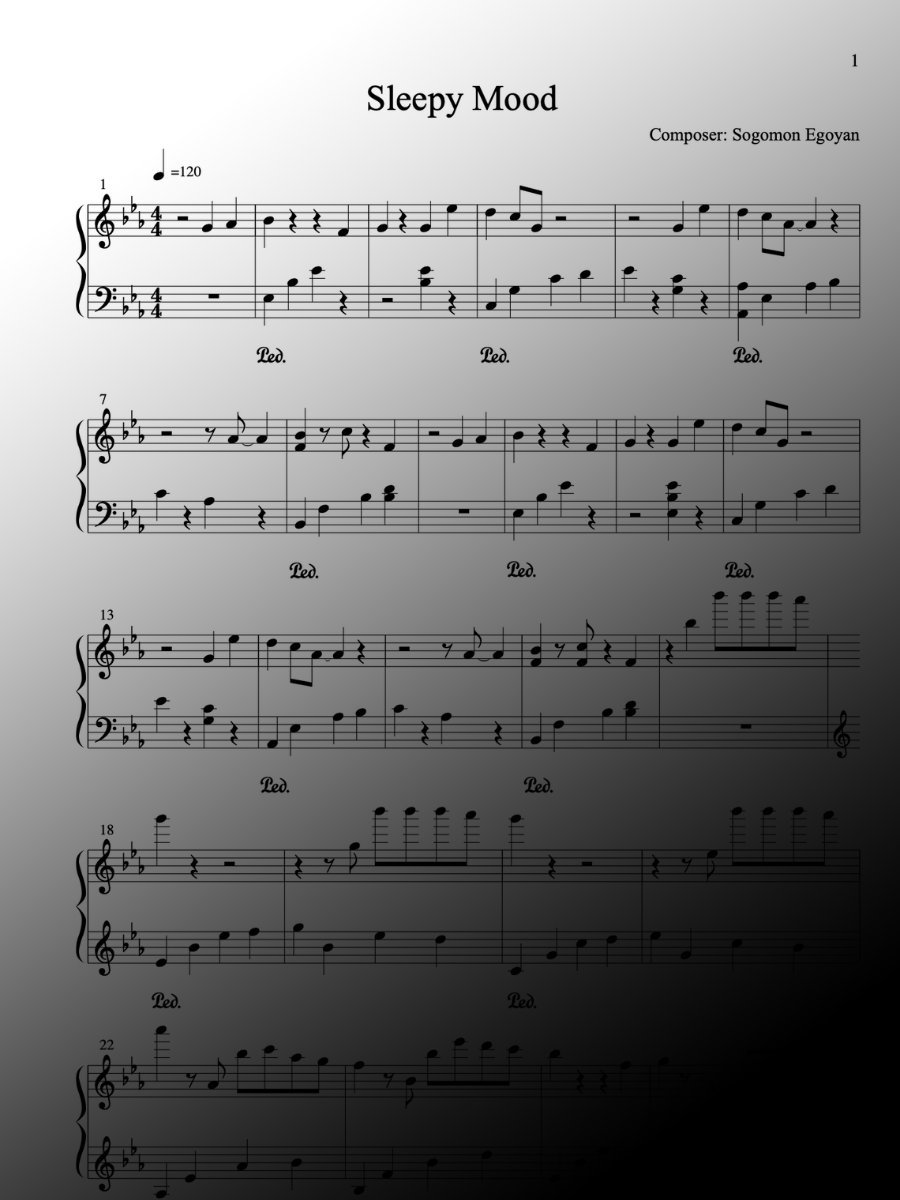 Sleepy Mood by Sogomon Egoyan - Piano Sheet Music product image (1)