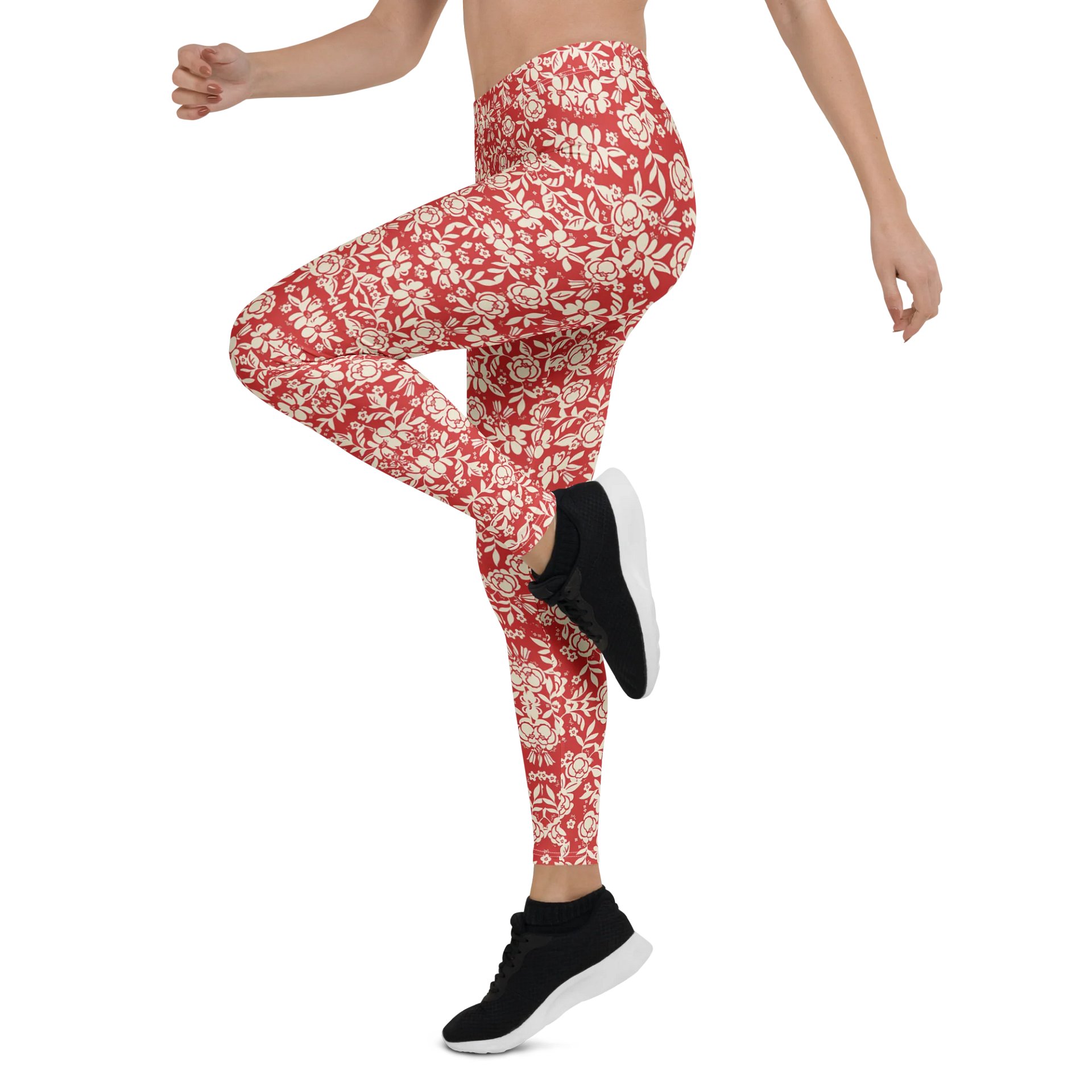 Red Floral All-Over Print Leggings product image (4)