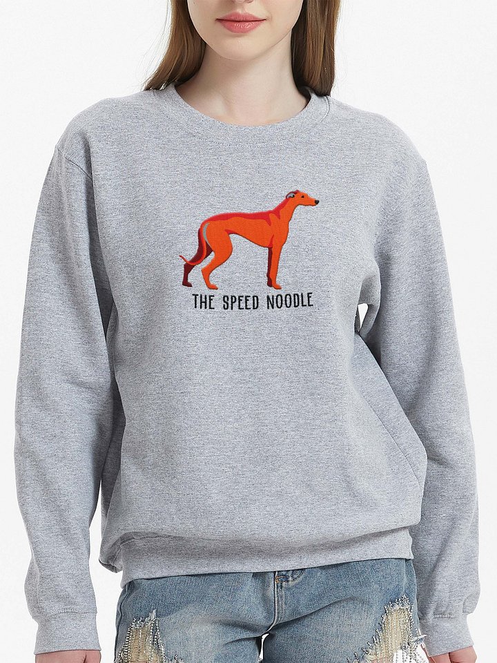 The Speed Noodle Sweatshirt (Embroidered) of an English Greyhound(Red) product image (2)