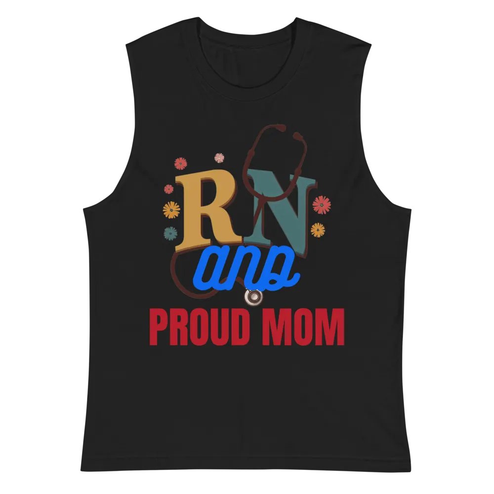 RN and PROUD MOM Floral Muscle Tank product image (3)