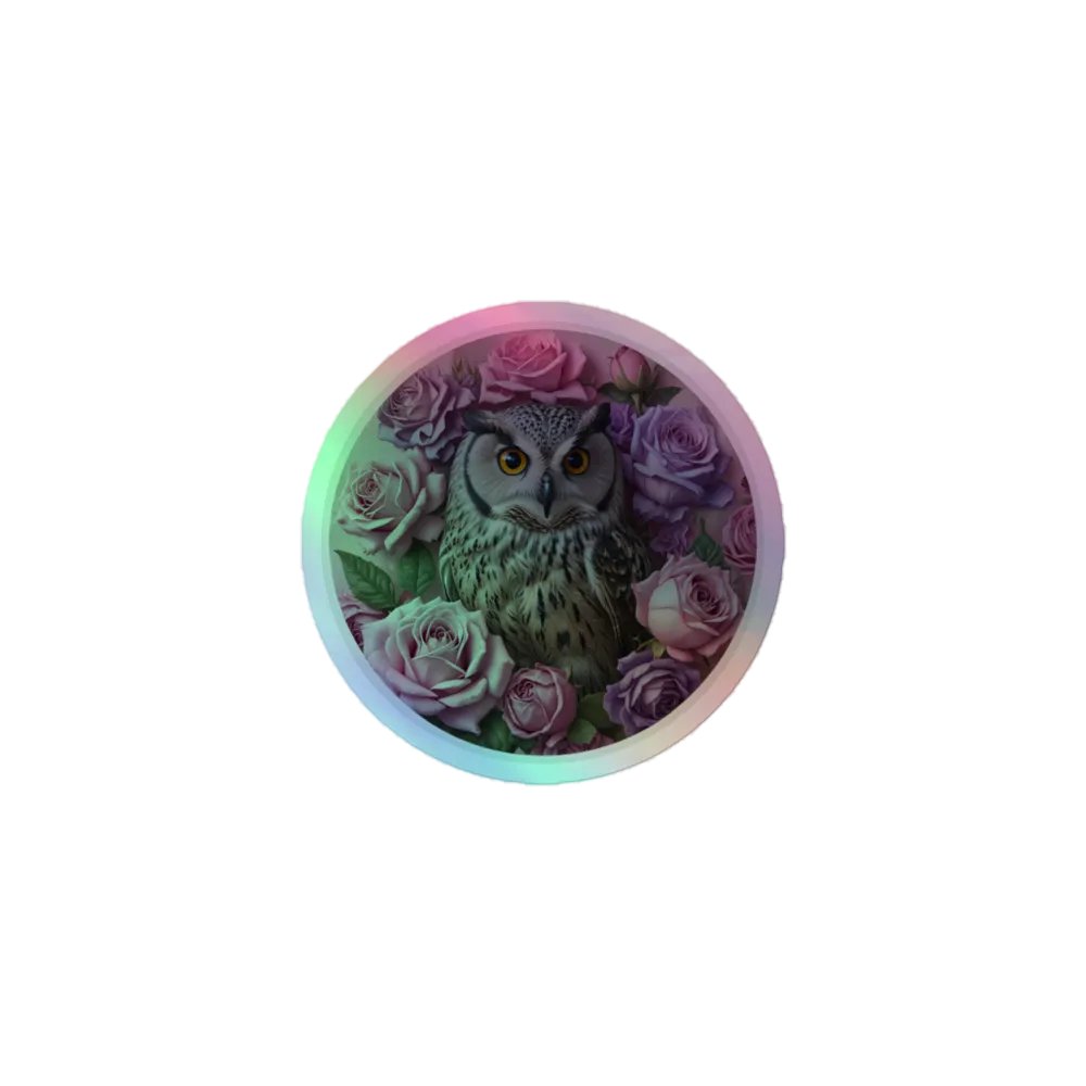 Mystical Owl and Roses Holographic Sticker Sheet product image (1)