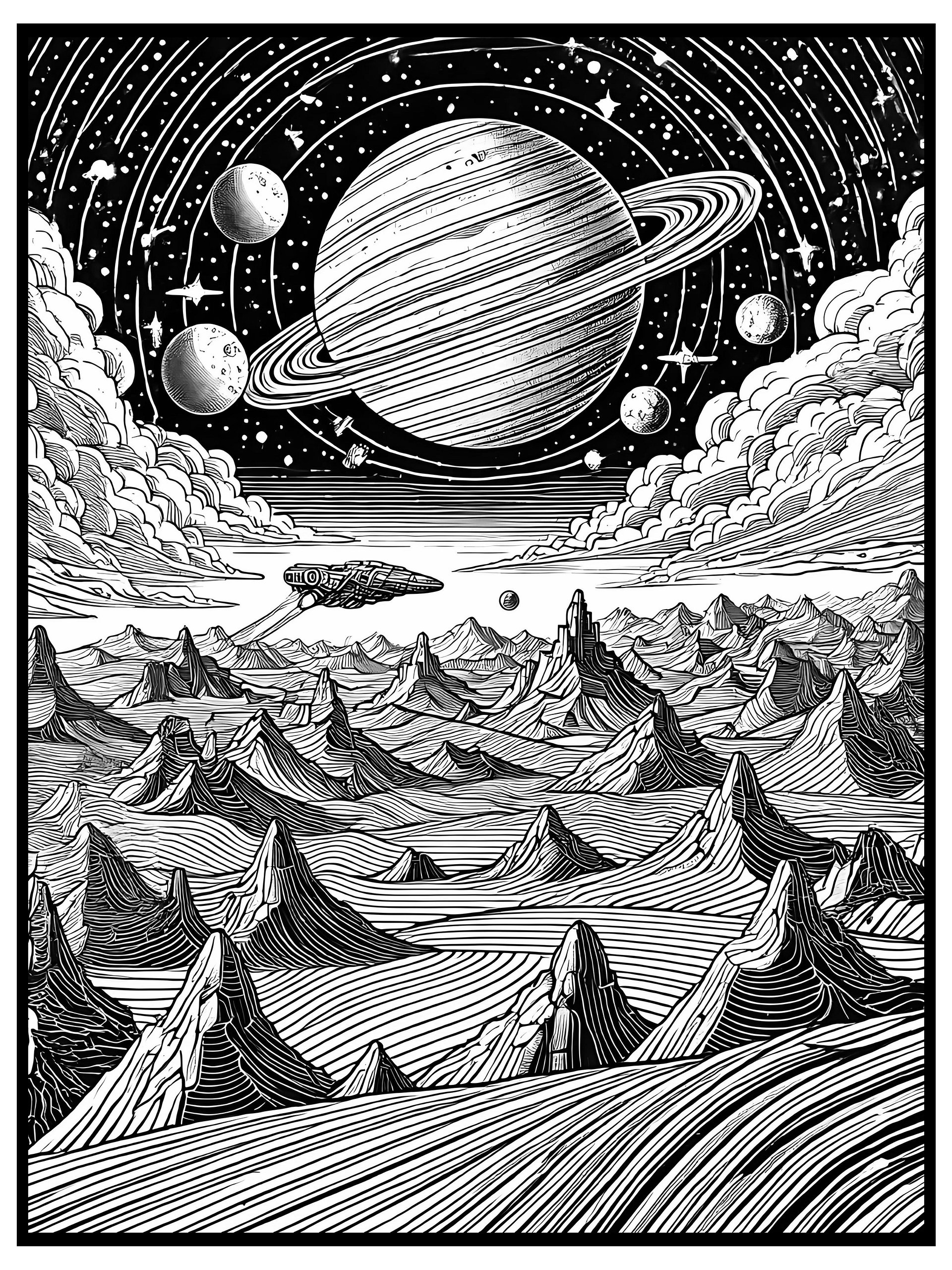 👽 3 Alien Planetary Launches Coloring Pages – Free Printable Set | MoonFun.Shop Launch Special product image (2)